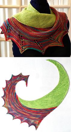 two pictures with different designs on them, one has a green and red shawl