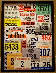 an art piece made out of old license plates