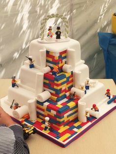 a cake made out of legos on a table