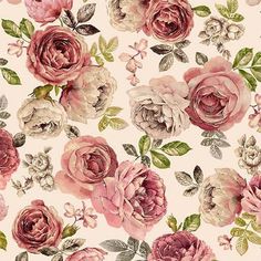 an old fashioned wallpaper with roses on it