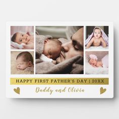 the first father's day photo card features photos of his baby and their parents