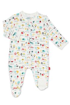 Magnetic Me™ by Magnificent Baby Modal Footie in ABC Love White Printed Onesie For Bedtime, Playful White Footie For Playtime, Casual Cotton Footie For Bedtime, White Cotton Footie For Playtime, White Cotton Footie For Sleep, Baby Inspiration, Figure 8, Gifts For New Parents, Cotton Baby