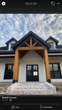 an image of a house that has been built with windows and doors on the front