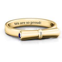 10K Yellow Gold Diploma Scroll Graduation Ring with Blue Sapphire Stones | Jewlr Senior Rings, Law Graduation, Random Jewelry, Graduation Ring, Class Rings, Graduation Rings, Silver Jewelry Diy, Graduation Jewelry, Jewelry Stones