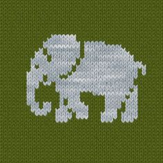 an elephant is knitted in white and grey colors on a green background royalty illustration