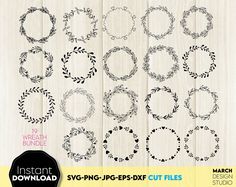 wreaths and branches svng - png cut files for use in design studio