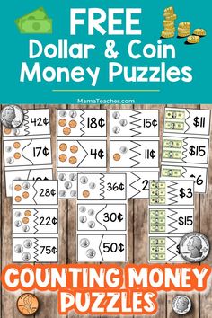 counting money puzzles with free dollar and coin games for kids to play on the table