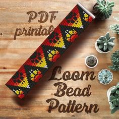 the bead pattern is shown with succulent plants