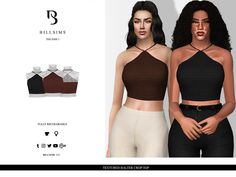 two women wearing crop tops and high waisted pants, one is black and the other is brown