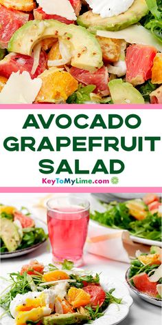 an image of a salad with avocado and grapefruit