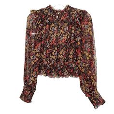 Free People Sz Small Twyla Mesh Floral Top Blouse Smocked Peasant Sheer Balloon Sleeve New Without Tags. See Photos Above. All Reasonable Offers Accepted. Fast Shipping!!! Item Packaged For Lowest Shipping Cost Unless Otherwise Requested. This Free People Twyla Mesh Floral Top Is A Perfect Addition To Your Wardrobe. The V-Neckline And Long Balloon Sleeves Give A Romantic, Yet Playful Look. The Pullover Closure And Cropped Style Make It Easy To Wear And Perfect For Any Casual Occasion. The Red Fl Red Floral Pattern, Long Balloons, Cropped Style, Balloon Sleeves, Floral Top, A Romantic, Red Floral, Free People Tops, Smocking