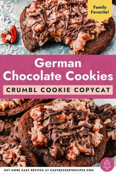 german chocolate cookies crumb cookie copycat with text overlay that reads, german chocolate cookies crumb cookie copycat