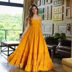 Gold Long Dress, Barcelona Trip, Simple Frock Design, Simple Frocks, Lehenga Designs Simple, Anarkali Dress Pattern, Long Dress Design