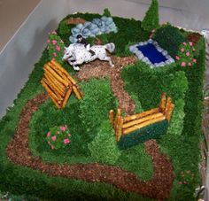 a cake made to look like a garden