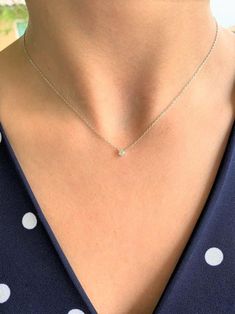 Tiny Solitaire Cubic Zirconia Necklace, Stacking, Dainty, Delicate CZ Necklace, Tiny Stone, Gold CZ Solitaire, Everyday Necklace, Layering ----------------------------------------------- ♦ ------------------------------------------------ Beautiful and affordable, Tiny Solitaire Zirconia Necklace is the perfect gift for any age. The solitaire zirconia necklace gives off a great shine when wearing it out. The solitaire is very very dainty. This necklace can also be combined with longer necklaces t Silver Necklaces Dainty, Dainty Wedding Jewelry Silver, Delicate Necklace Silver, Everyday Silver Necklace, Dainty Silver Jewellery, Silver Dainty Necklace, Small Silver Necklace, Everyday Silver Jewelry, Everyday Necklace Silver