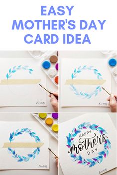 how to make mother's day card idea with watercolors and paint on paper