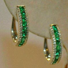 (eBay) 2.50Ct Round Green simulated Emerald Huggie Hoop Earrings 14K White Gold Over Custom Birthstone Ring, Emerald Earrings, Diamond Hoop Earrings, Diamond Drops, Huggie Hoop Earrings, Green Emerald, Emerald Diamond, Jewelry Earrings Hoops, Gemstone Earrings