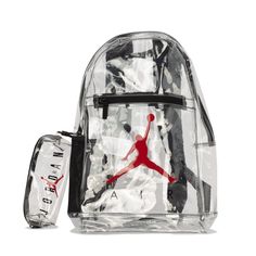 Keep your things easy to access with this Jordan Clear School Backpack. It has a spacious main compartment and large front pocket, providing plenty of space to hold your gear for class and then some. It also has a bottle pocket on the side to help you keep up with hydration goals, adjustable padded straps for comfy wear, and a detachable pencil case is included to help you stay extra organized. The front zippered pocket secures items you need quick and easy access to. Side bottle pocket helps yo School Bag With Water Bottle Pocket, School Bag With Water Bottle Pocket Rectangular, Functional School Bag With Water Bottle Pocket, Back To School Backpack With Water Bottle Pocket, Clear Standard Backpack For Students, Functional Student Backpack With Water Bottle Pocket, Student Clear Standard Backpack, Back To School Rectangular Backpack With Water Bottle Pocket, Sporty School Backpack With Water Bottle Pocket