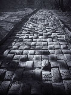 the tire tracks are made from old tires