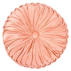 a round pillow with pleated edges on a white background, it looks like an ornament in the shape of a flower