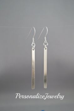 "A modern, yet simple pair of earrings made with all sterling silver components. Total length measures approximately 2.25\" in length. Perfect as a Gift for Her for this holiday season. Link to ADD ON GIFT BOX: https://www.etsy.com/ca/listing/458273542/gift-box-add-on Link to my shop for more jewelry: https://www.etsy.com/ca/shop/PersonalizeJewelry Check under \"SECTION\" on the left side of the page. Any questions, please do not hesitate to contact me via Etsy Convo. Thanks for stopping by:)" Modern Silver Hypoallergenic Linear Earrings, Modern Hypoallergenic Silver Linear Earrings, Modern Hypoallergenic Linear Earrings For Everyday, Modern Sterling Silver Linear Earrings With Ear Wire, Minimalist Nickel-free Linear Earrings As Gift, Minimalist Nickel-free Linear Earrings For Gift, Minimalist Sterling Silver Long Drop Earrings, Classic Silver Linear Earrings For Everyday, Modern Silver Linear Earrings As Gift