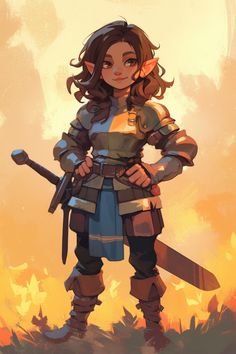 Female Gnome Dnd, Halfling Aesthetic, Halfling Character Art, Gnome Woman