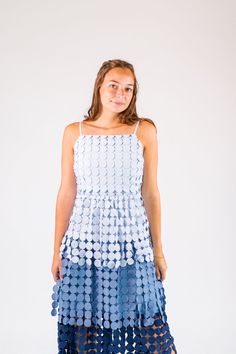 + ombre blues+ square neckline+ circle texture+ layered tiered skirt+ fringe hemlines Spring Ombre Dress With Ruffles, Ombre Dress, Fringe Skirt, Blue Square, Hey Girl, Blue Ombre, Square Necklines, Blue Dresses, Lace