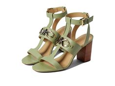 MICHAEL Michael Kors Izzy T Strap Sandal - Women's Shoes : Light Sage : The MICHAEL Michael Kors Izzy T Strap Sandals make a lovely addition to any outfit. Leather upper. Synthetic lining and insole. Buckle closure. Metallic detailing on the upper. Multiple straps design. Rubber outsole. Imported. Measurements: Heel Height: 3 1/4 in Weight: 10 oz. Measurements: Heel Height: 3 1 4 in Weight: 10 oz Product measurements were taken using size 9, width M. Please note that measurements may vary by siz Spring T-strap Synthetic Heels, Synthetic T-strap Heels For Spring, Spring Synthetic T-strap Heels, Casual T-strap Heels For Spring, Strap Sandals Women, T Strap Sandals, T Strap, Strap Sandals, Flat Sandals