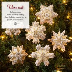 an ornament hanging from a christmas tree with the words, dearat enhance your home keep by adding these holiday ornaments to your christmas tree