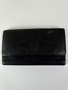 Harley Davidson Womens Black Pebble Embossed Leather Clutch Wallet Vintage FLAW | eBay Black Textured Leather Travel Wallet, Travel Wallets In Black Textured Leather, Classic Embossed Leather Wallet, Classic Black Soft Leather Wallets, Black Embossed Wallet For Everyday Use, Black Soft Leather Formal Wallets, Formal Black Soft Leather Wallets, Black Soft Leather Wallets For Daily Use, Hog Heaven