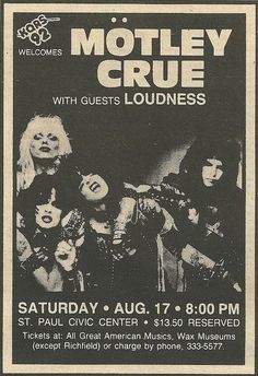 an advertisement for motley crue with the band