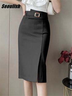 SPECIFICATIONS Spring Summer Buttons Women's Wrap Midi Skirts 2023 New High Waist Workwear Front Split Sheath Pencil Skirts Female Brand Name: Seoulish Material: COTTON Material: Polyester Style: Office Lady Elasticity: Slight Strech Origin: Mainland China CN: Guangdong Fabric Type: Blended Waistline: empire Pattern Type: Solid Fit Type: Slim Fit Silhouette: Pencil Dresses Length: Knee-Length Decoration: Button Place Of Origin: China (Mainland) is_customized: No Model Number: BSQ014 Gender: WOMEN Choice: yes Office Skirt Outfits Women, Pencil Skirts Outfit, Office Wear Skirt, Pencil Skirt Outfits Classy, Law School Fashion, Office Skirt Outfit, Skirts 2023, Pencil Skirt Fashion, Empire Pattern