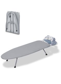 an ironing board and bag are shown next to each other