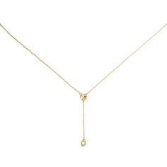 Cubic Zirconia 14k Gold Plated Flower Charm Lariat Necklace by World Market