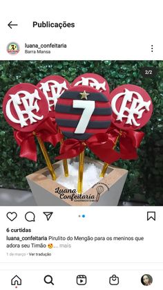 the cake is decorated with red and black icing