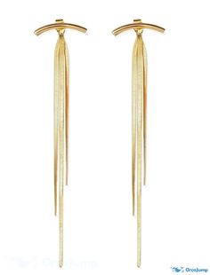 OrcaJump - Womens Mismatch Dangle Tassel Fringe Alloy Earrings - 1 Pair - Street Wedding Evening Wear Metal Tassel Earrings For Wedding, Gold Tassel Earrings For Wedding, Gold Tassel Jewelry For Evening, Gold Tassel Earrings For Party, Formal Dangle Tassel Earrings With Latkans, Adjustable Gold Tassel Earrings For Party, Gold Dangle Tassel Earrings For Wedding, Gold Tassel Dangle Earrings For Formal Occasions, Gold Dangle Tassel Earrings For Formal Occasions