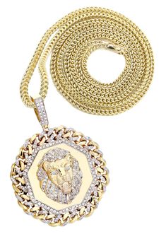 10 Yellow Gold Lion Head Diamond Pendant & Franco Chain which comes in 2.9 Inches in length and 2 Inches in width. The pendant has 2.92 Carats of Vs quality diamonds. The chain options include a 10k gold cuban chain, franco or rope with a width of 3mm's and the length can be selected to any preference. -100% REAL GOLD -LIFETIME WARRANTY -LIFETIME MAINTENANCE -LIFETIME UPGRADE -15 DAY MONEY BACK GUARANTEE -FREE SHIPPING -FINANCING AVAILABLE Gold Cuban Chain, Xo Jewelry, Yellow Gold Mens Rings, Gold Earrings For Men, Mens Diamond Bracelet, Gold Lion, Silver Chain For Men, Gold Watches Women, Mens Gold Rings