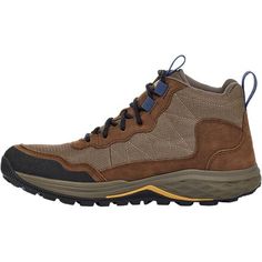 Hiking trips that keep us on our feet for hours, and even days, call for the versatile and durable Ridgeview Mid Ripstop Hiker. This boot is designed for maximum comfort, lightweight strides, and unbeatable traction. Its waterproof membrane keeps moisture from puddles and downpours out, while the Vibram rubber sole grips on wet or dry terrain. Cushioning polyurethane and EVA keep a spring in our steps while we journey to our next destination. Teva Boots, Hiking Trips, Teva Shoes, Hiking Shoe, Mid Boots, Mens Shoes Boots, Waterproof Boots, Hiking Shoes, Black Sandals