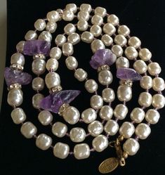 Lovely Vintage Miriam Haskell Necklace & Earrings SetBaroque | Etsy Elegant Evening Amethyst Jewelry, Elegant Baroque Gemstone Jewelry, Elegant High Luster Purple Jewelry, Vintage Gemstone Jewelry For Evening, Elegant Purple High Luster Jewelry, Vintage Baroque Jewelry For Formal Occasions, Elegant Baroque Jewelry With 17 Jewels, Formal White Amethyst Jewelry, Elegant Handmade Amethyst Pearl Necklace