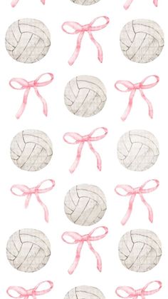 an image of volleyballs with pink ribbons on them and bows around the ball in the middle