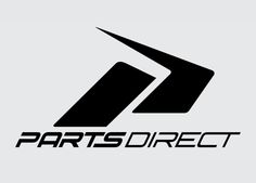 the logo for parts direct, which is designed to look like an arrow and has black letters