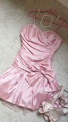 #pink #pretty #aesthetic #cute #dress #fashion #dreamcloset #outfit #coquette Casual Pink Mini Dress, Pink Bday Dress, Short Birthday Dress, 18th Birthday Outfit, Satin Homecoming Dress, 파티 드레스, Pink Party Dresses, Pink Homecoming Dress, 17th Birthday