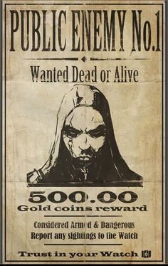 an old wanted poster for the public enemy no 1, featuring a skull wearing a veil