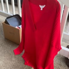 Brand New, Time And Try Red Sweater, Longer Sweater, Size Charge 16/18,V Neck Red V-neck Sweater For Spring, Cropped Crewneck, Ruffle Sweater, Long Sleeve Pullover Sweater, Red Sweater, Red Hoodie, Mock Neck Sweater, Softest Sweater, Knitted Pullover Sweaters