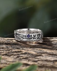 😍View Other Wedding Band https://www.etsy.com/listing/1629041215 https://www.etsy.com/listing/1160544663 https://www.etsy.com/listing/1001480252 Every Jewelry is made from the very scratch, and made by hand and carefully polished especially for you. OUR ITEM DESCRIPTION ✦ Handmade, high-quality item! ◆ Stones ◆ * Type: Lab Sapphire * Shape: 2.5 mm Round ◆ All sizes are available, contact me if they do not contain the size you want in the drop-down. ◆ Metal Type & Purity: ◆ white+black ◆ Sterling silver Making & Shipping:  All rings are made to order and handmade in our American studio. The making process is about 2-3 weeks. (specified time, contact us)  Us domestic shipping time: 3-5 days  International shipping time: 7-12 days for most destinations, excluding customs delays. Usually the Nature-inspired Sapphire Ring For Anniversary, Wedding Band Sapphire, Promise Rings For Guys, Sapphire Wedding Band, Rings Unique, Vintage Wedding Band, Handmade Jewelry Gift, Unique Ring, Matching Rings