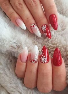 December Nails, Elegant Nails, Christmas Nail, Christmas Nail Art, Fancy Nails