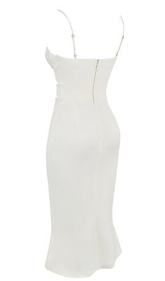 Satin Cutout Corset Dress in WhiteSatin Cutout Corset Dress in WhiteIf you want to be a sexier, more attractive woman, this Satin Cutout Corset Dress in White is a must-have. Designed to show off your beautiful figure, this dress features a waist-in design and a captivating hollow out design. The pure white color adds an intellectual and elegant touch to your overall look.Where to WearThis dress is perfect for: Romantic dinner dates Champagne with the girls Cocktail bars Party nights Key Feature Chic White Bodycon Dress With Spaghetti Straps, Chic White Spaghetti Strap Bodycon Dress, White Midi Dress With Spaghetti Straps For Night Out, White Satin Midi Dress Chic Style, White Midi Dress With Spaghetti Straps, Chic White Satin Dresses, White Satin Midi Dress For Party, Satin Bodycon Midi Dress, White Spaghetti Strap Midi Dress