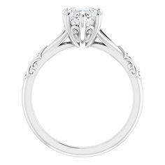 A 0.25 ct. or larger asscher, round, emerald, oval, pear, cushion, heart or square shape stone can be set with this ring. Square Shape, Heart Of Gold, Pear, Engagement Ring, Emerald, White Gold, Engagement Rings, Square, Ring