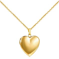 PRICES MAY VARY. ❤MATERIALS❤: Polished love heart locket, made with Stainless Steel,antiallergic and no harm to health.18K Gold Plated,keep the color not easy to fade. ❤SIZES❤: Love heart locket necklace pendant with chain length:45cm/18" + 5cm/2".Weight:5g. ❤EXQUISITE CRAFT❤: Love heart Locket necklace pendant for Mom Wife Girlfriend,fit every women girl and kids,packaged in a purple velvet drawstring bag for easy gift-giving. ❤DESIGN CONCEPT❤: 18K Gold Plated creates glamorous reflections and Locker Necklace, Gold Open Heart Necklace, Simple Heart Necklace, Locket Ring, Picture Polish, Open Heart Necklace, Heart Locket Necklace, Gold Locket, Gold Heart Necklace