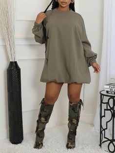 Solid Parachute Dress – rodressonline Loose Long Sleeve Dress, Bubble Dress, Stretch Dress, Sweater Fashion